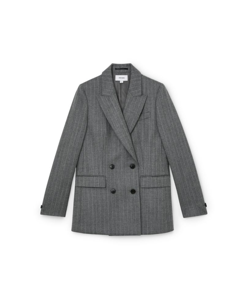 Women's Astrid Wool Double-Breasted Pinstripe Blazer