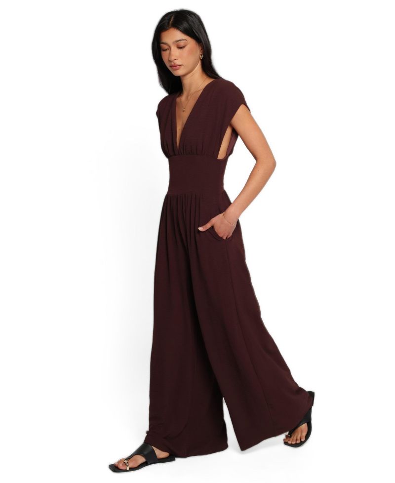 Women's Elsie V-Neck Wide Leg Jumpsuit