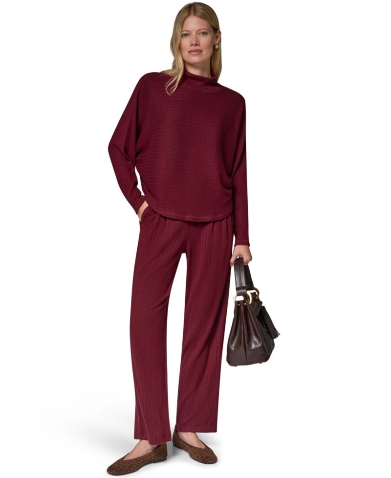 Women's Brushed-Rib High-Waist Wide-Leg Pants