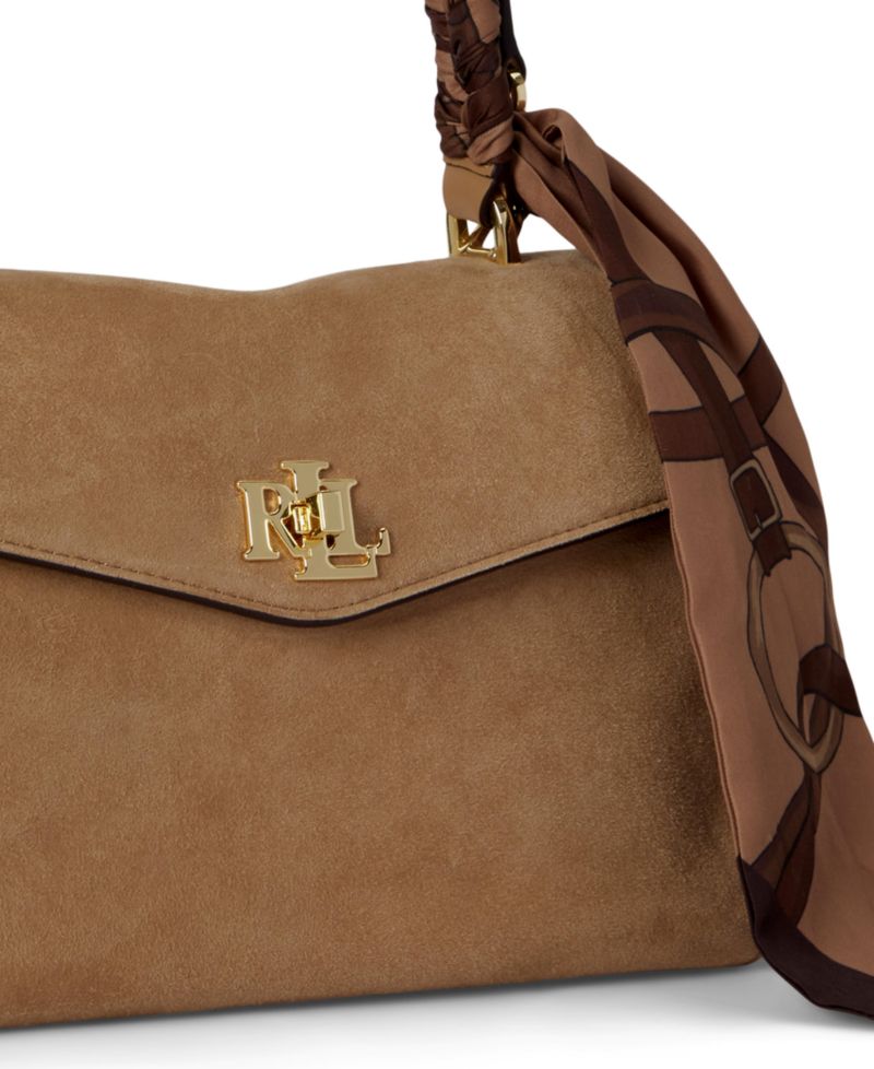 Farrah Suede Scarf Trim Small Soft Satchel Bag