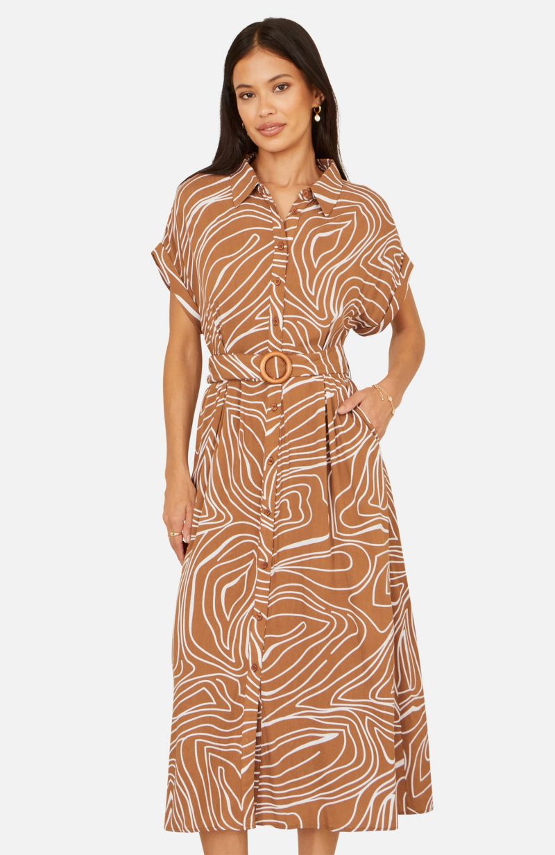 Women's Abstract Swirl Print Relaxed Midi Dress