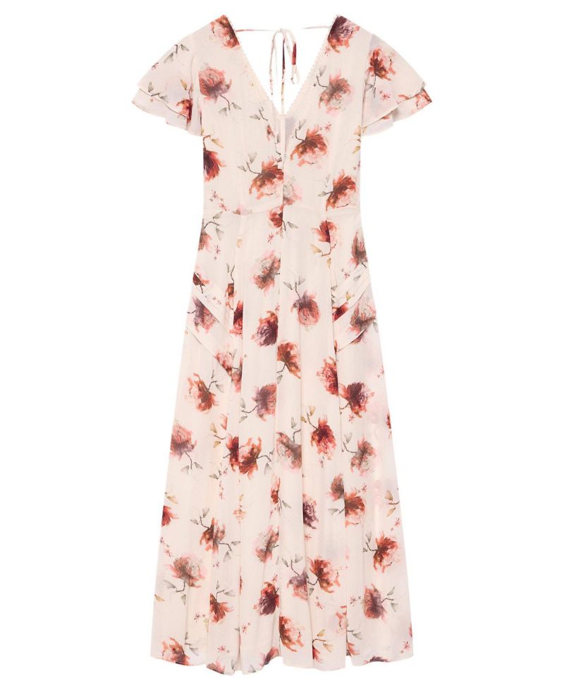 Women's Soft Bloom Floral-Print V-Neck Midi Dress