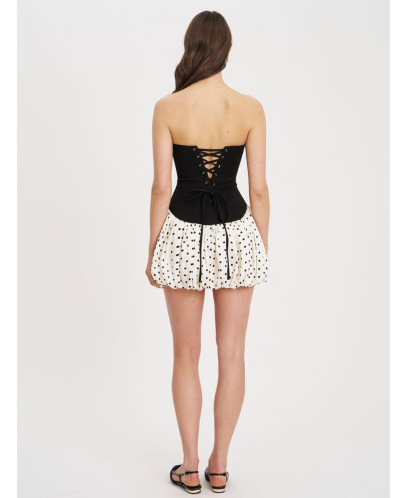 Women's Dahliana Polka Dot Bubble Hem Corset Mini Dress