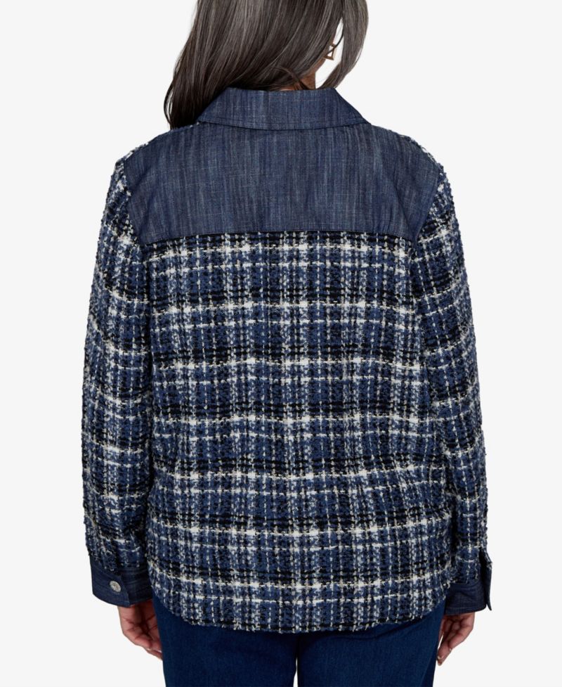 Petite Plaid Tweed Shirt Jacket