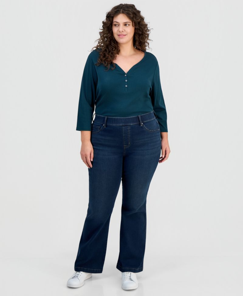 Plus Size Shaping Pull-On Bootcut Jeans