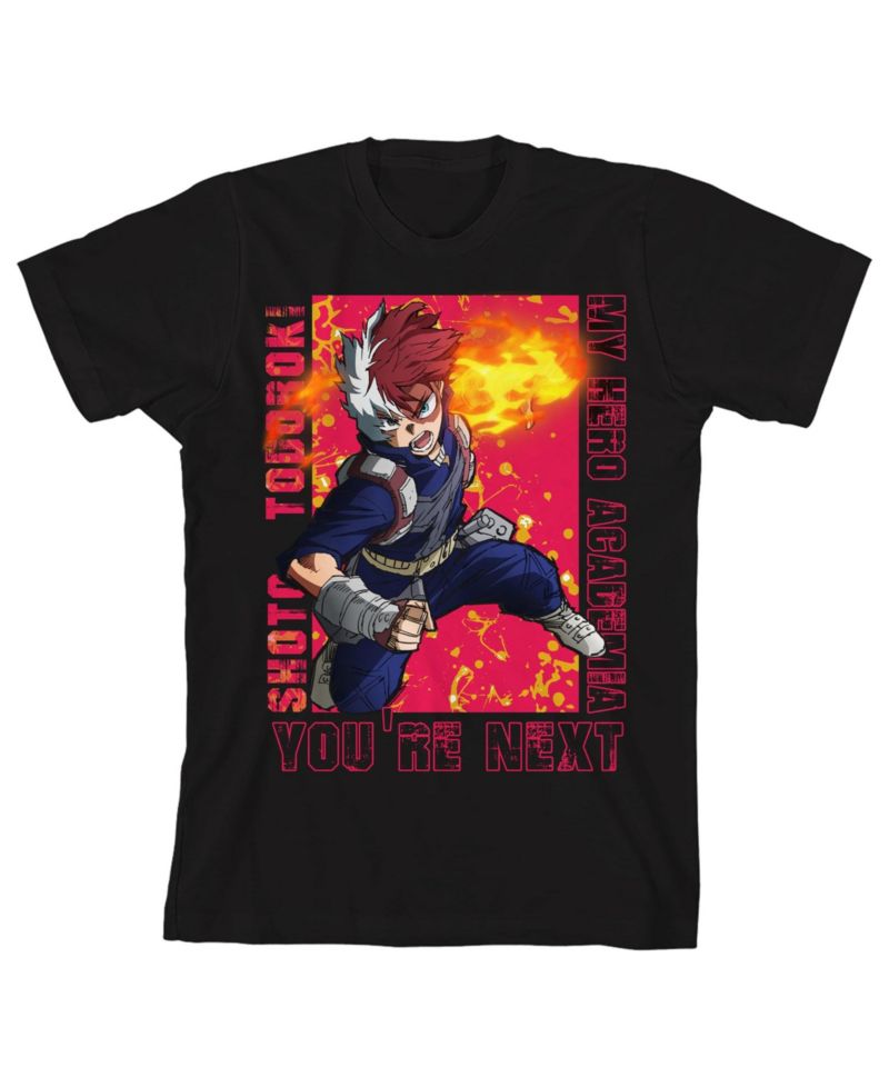 Shoto Todoroki Fighting Pose Youth Boy Black Short Sleeve Tee