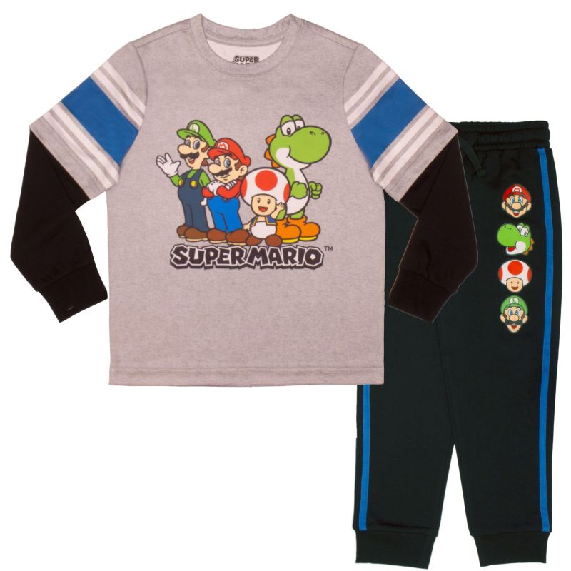 Little Boys 2 Piece Long Sleeve T-Shirt and Jogger Pants Bundle Set