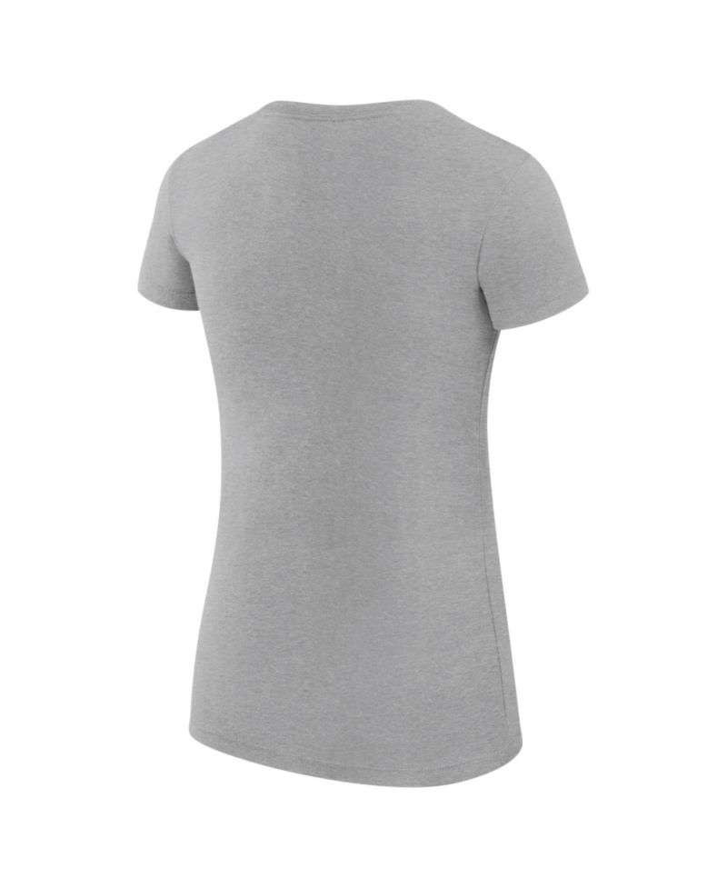 Women's Heather Gray Los Angeles Dodgers Super-Slim Fit Lightweight Collage Team Graphic Crew Neck T-Shirt