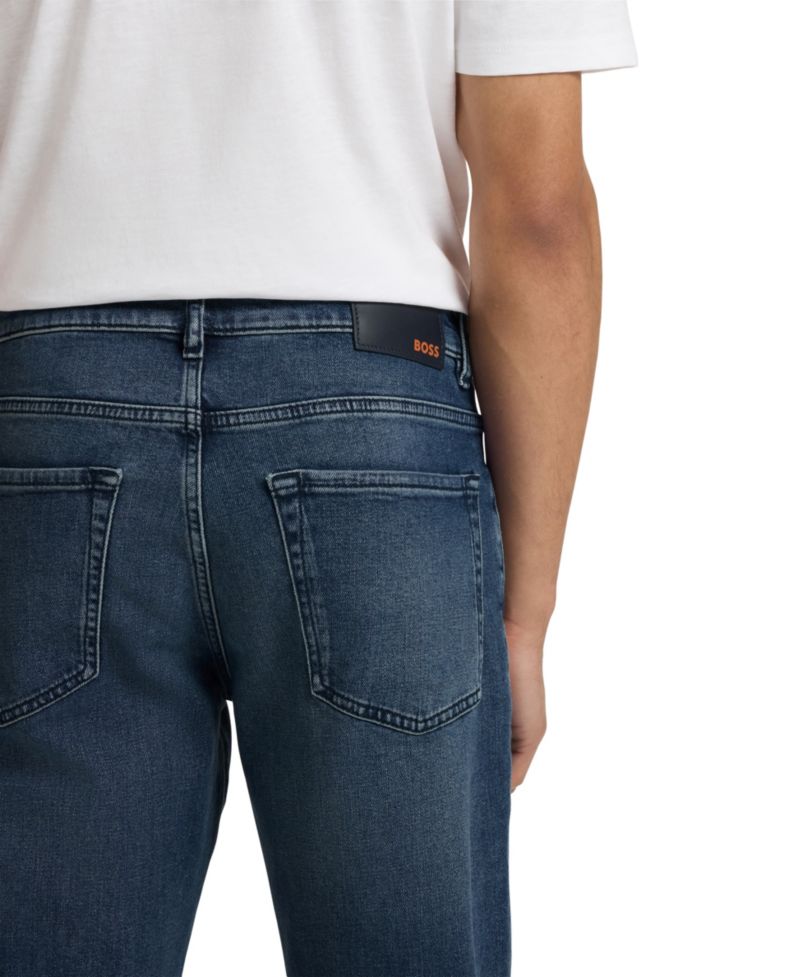 Men's Mid-Blue Comfort-Stretch Regular-Fit Jeans