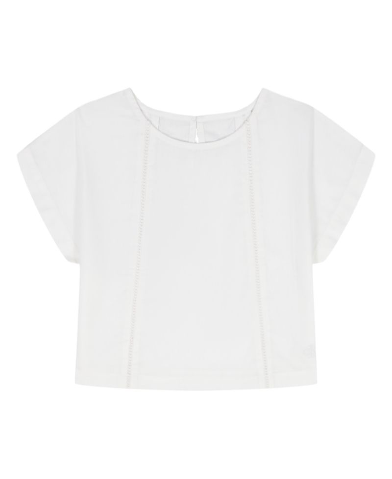 Girls' 8-16 Poplin Short-Sleeve Flutter Top