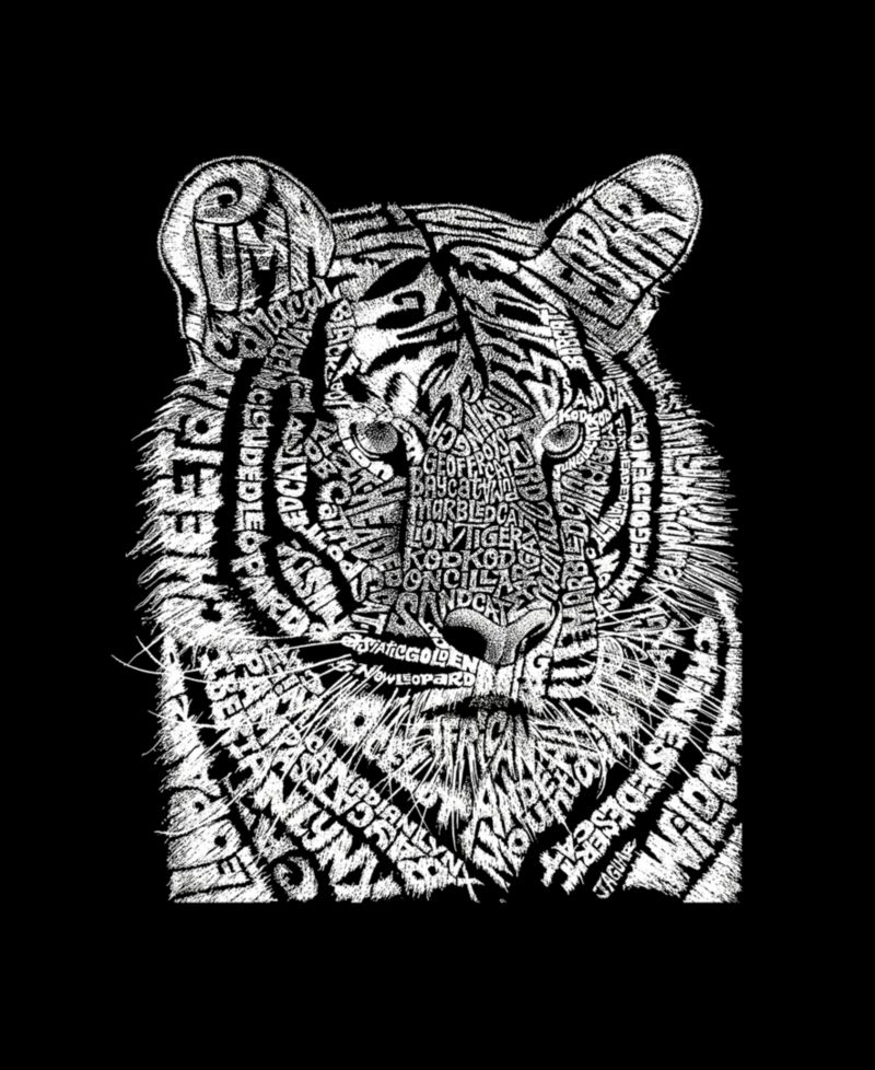 Men's Tiger Face Word Art Graphic Tank Top