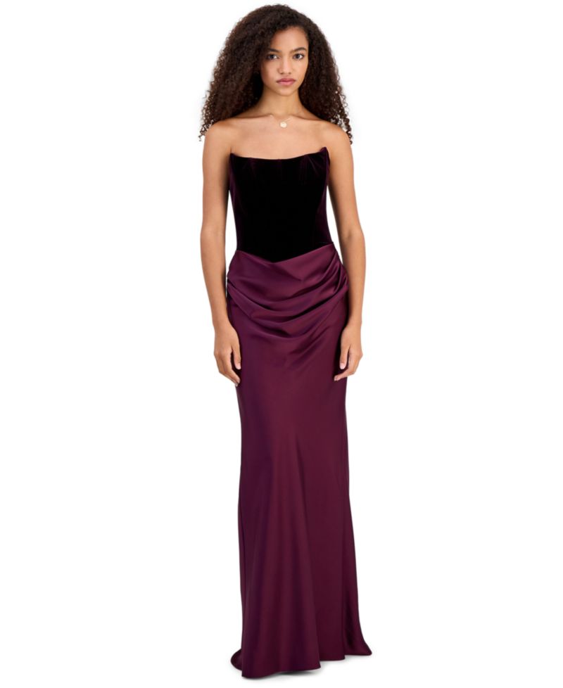 Women's Strapless Velvet Corset Dress