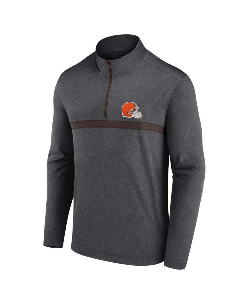 Men's Charcoal Cleveland Browns Head-to-Head Quarter-Zip Pullover Sweatshirt