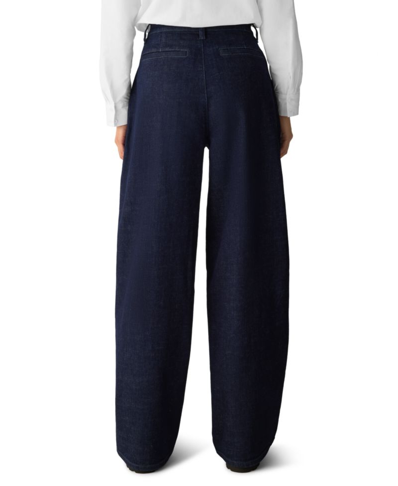 Women's High-Waisted Wide-Leg Cotton-Blend Denim Pants