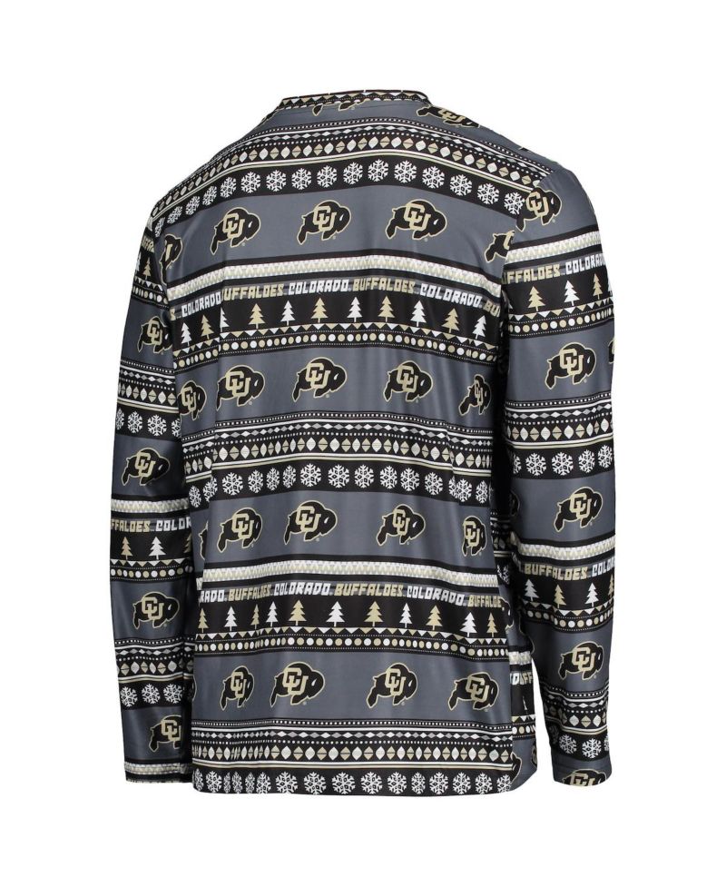 Men's Black Colorado Buffaloes Ugly Sweater Long Sleeve T-shirt and Pants Sleep Set