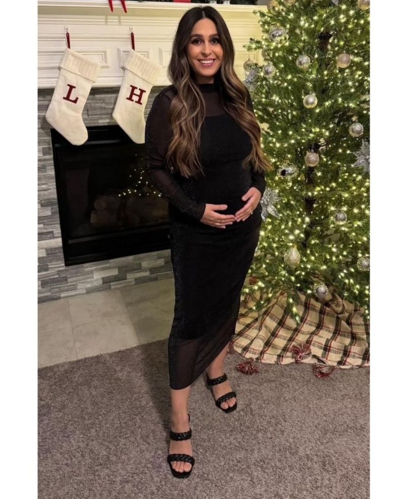 Women's Brown Shimmer Mesh Long Sleeve Ruched Midi Dress