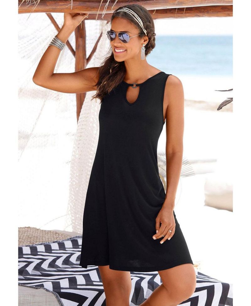 Women's Sleeveless A-Line Keyhole Neckline Dress