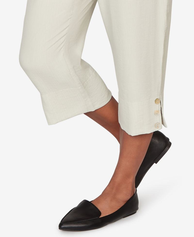 Women's Vintage Charm Relaxed Elastic Waistband Front Pocket Capri Pants