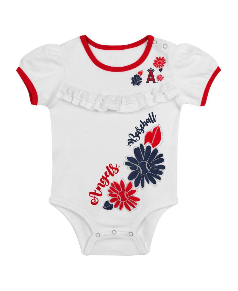 Baby Boys and Girls 3-Piece White Los Angeles Angels Sweet Catcher Headband Skirt Set