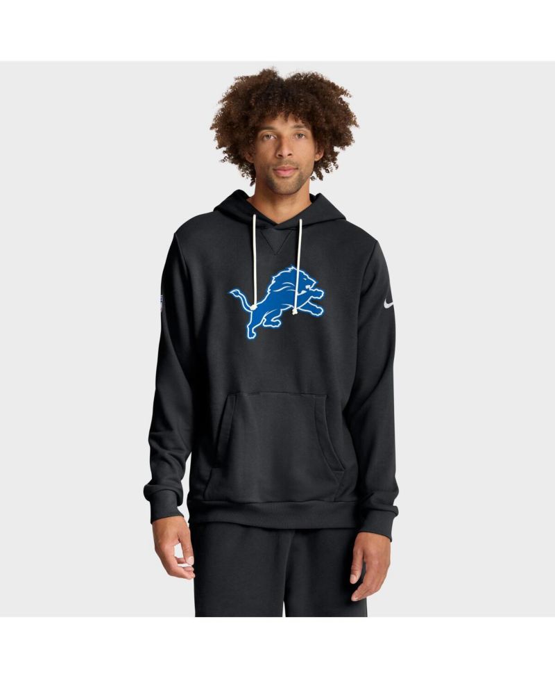 Men's Black Detroit Lions Sideline Offensive Set Play Performance Pullover Hoodie