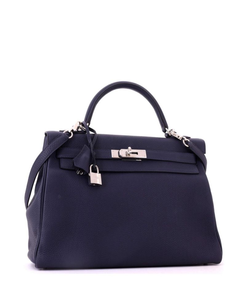 Kelly 32 Handbag Blue Togo with Palladium Hardware