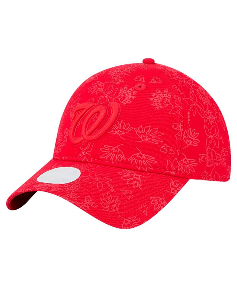 Women's Red Washington Nationals Tonal Floral 9TWENTY Adjustable Hat