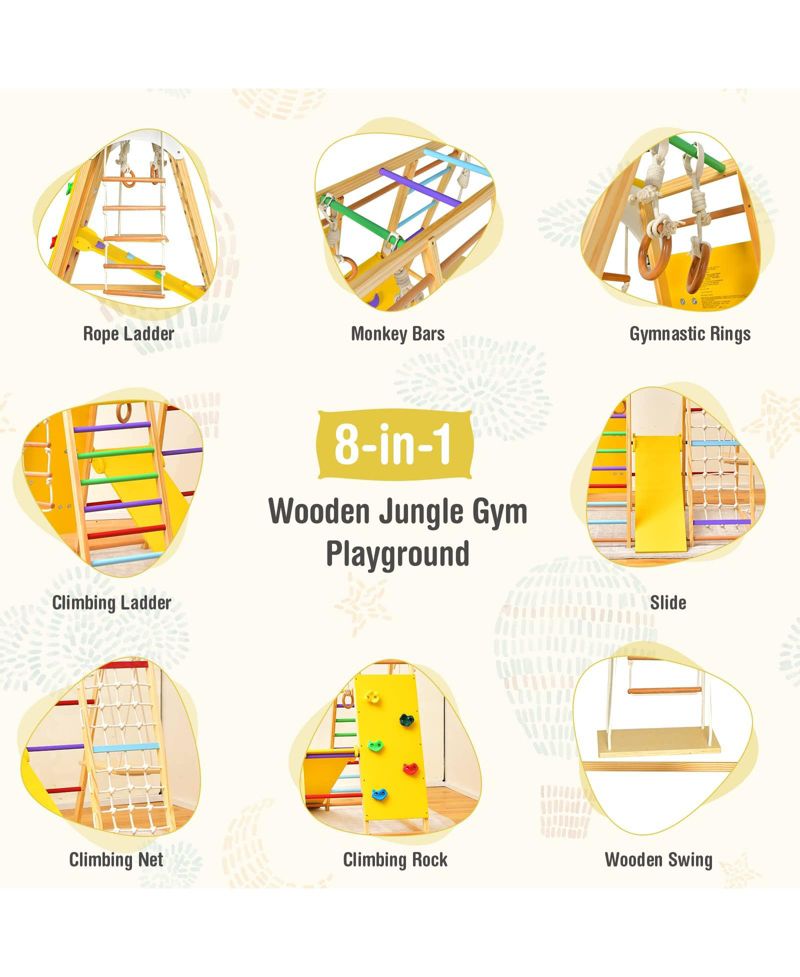 8-in-1 Beech Wood Jungle Gym Playset