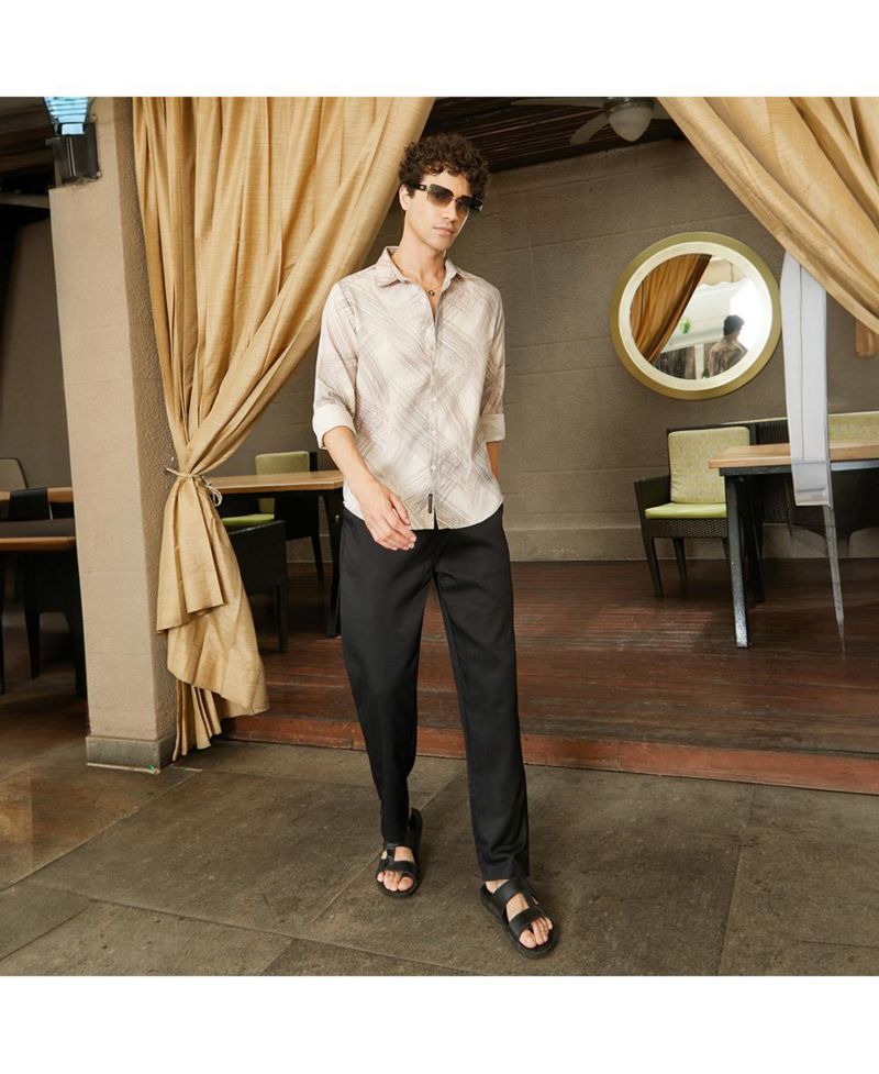 Men's Saltbox Beige Faded Strokes Shirt