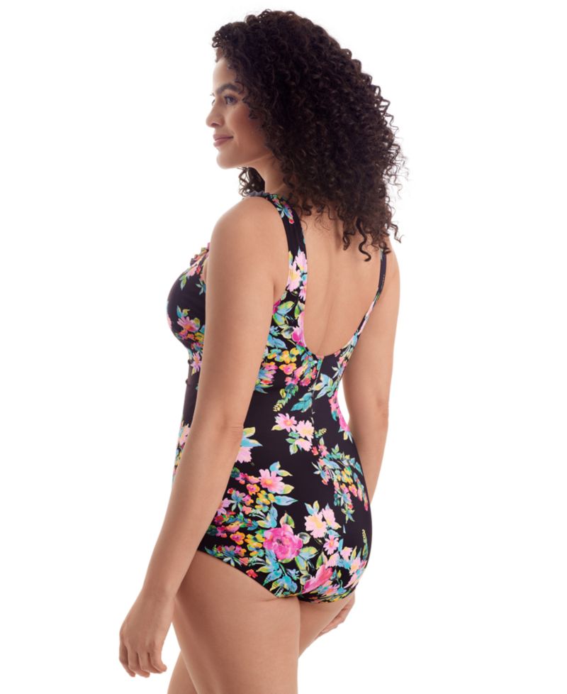 Women's V-Neck Printed One-Piece Swimsuit