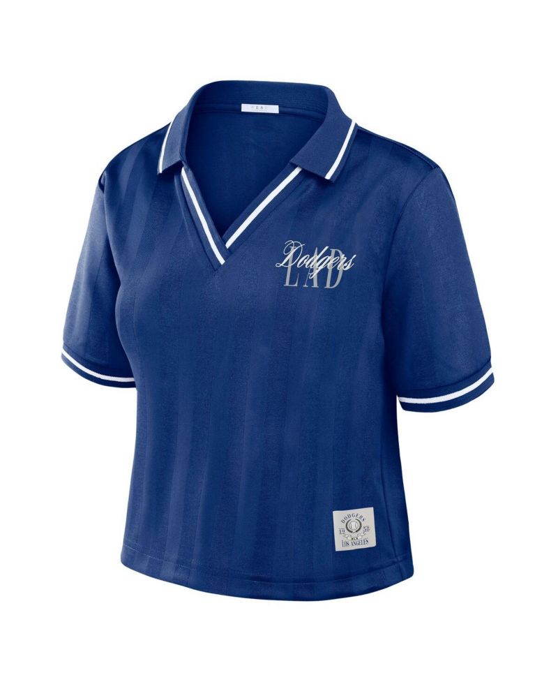 Women's Royal Los Angeles Dodgers Cropped Polo Shirt