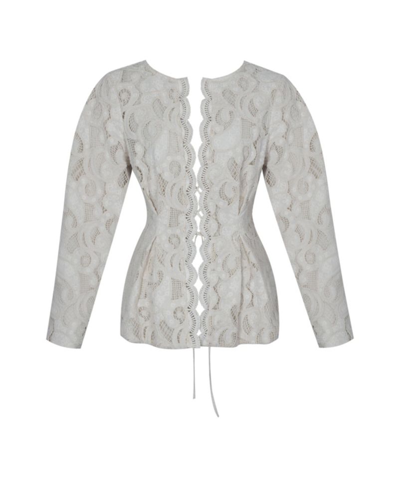 Women's Wenley Puff-Sleeve Lace Cinched-Waist Top