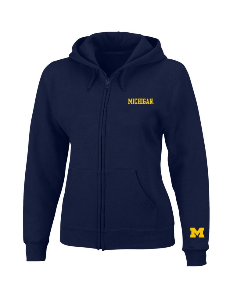 Women's Navy Michigan Wolverines Plus Size Full-Zip Jacket