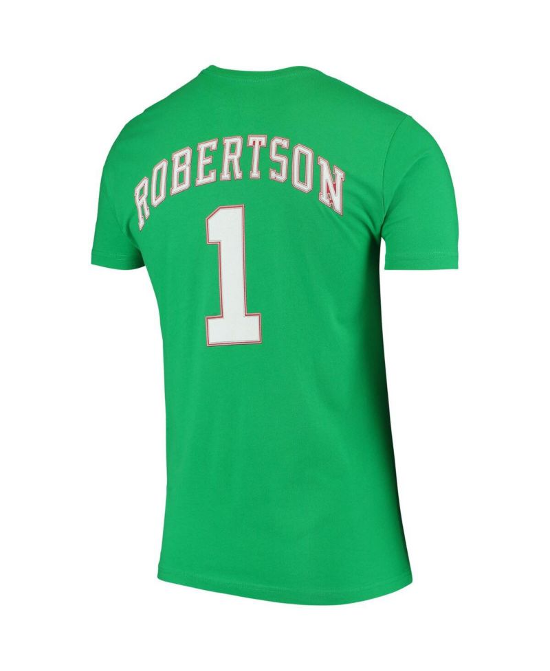 Men's Oscar Robertson Green Milwaukee Bucks Hardwood Classics Stitch Name & Number T-Shirt