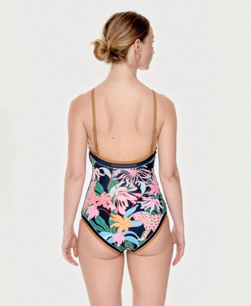 Women's Blush Jungle Reversible V-Neck One-Piece Swimsuit