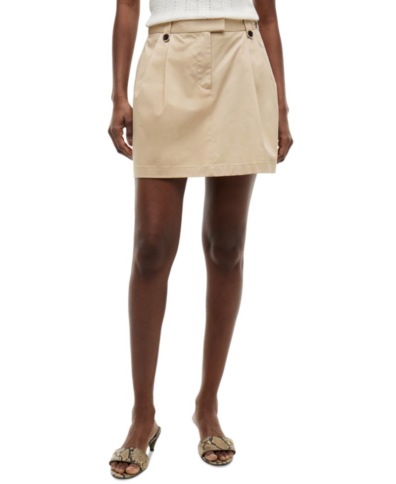 Women's Cotton Chino Pleated Mini Skirt