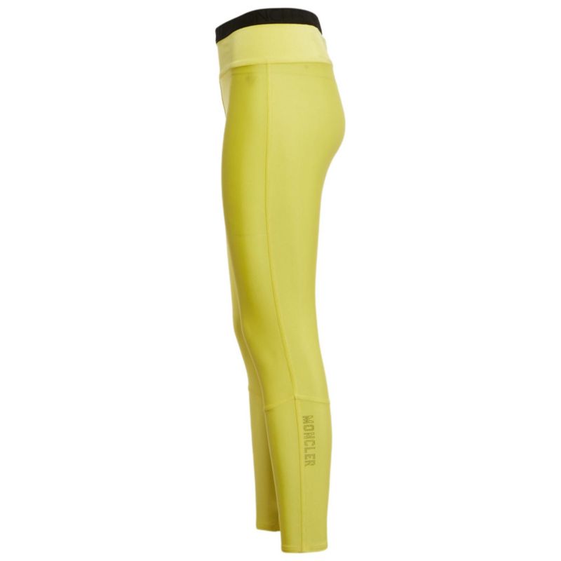 Women's Yellow Logo Print Jersey Leggings