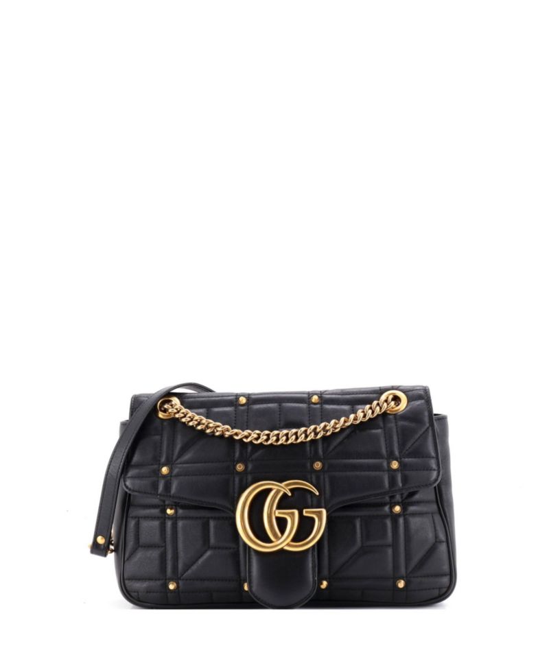 Medium GG Marmont Flap Bag Studded Matelasse Leather