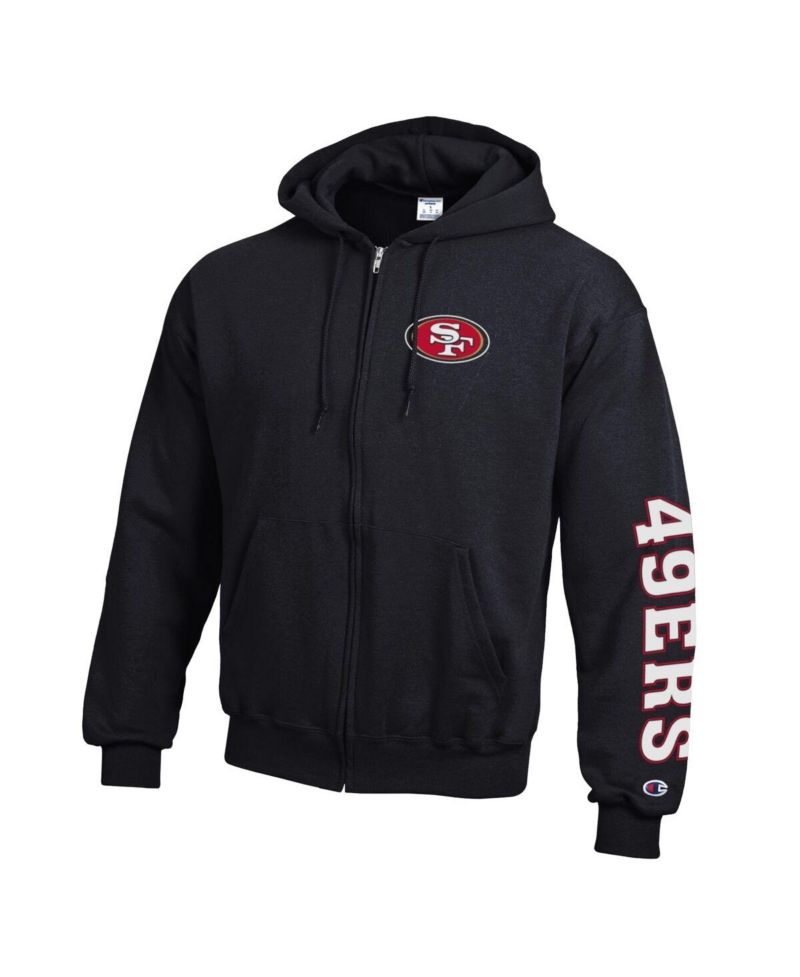 Men's Black San Francisco 49ers Powerblend Fleece Full-Zip Hoodie