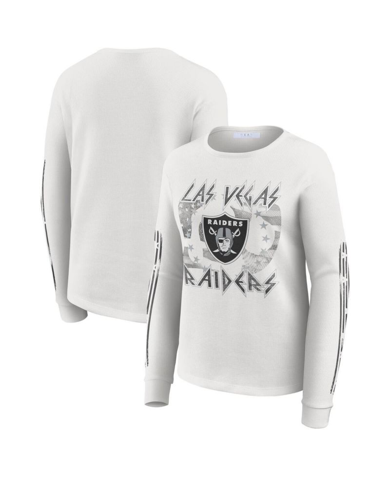 Women's White Las Vegas Raiders Graphic Waffle Long-Sleeve T-Shirt