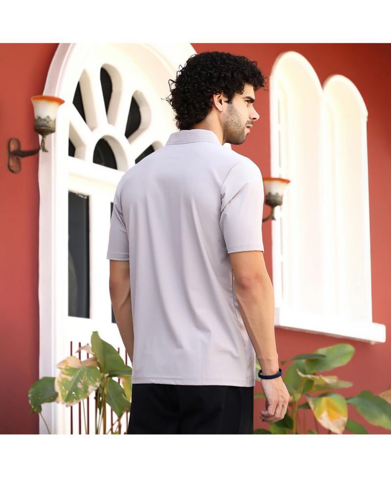 Men's Saltbox Beige Seamless Cuboid Polo T-Shirt