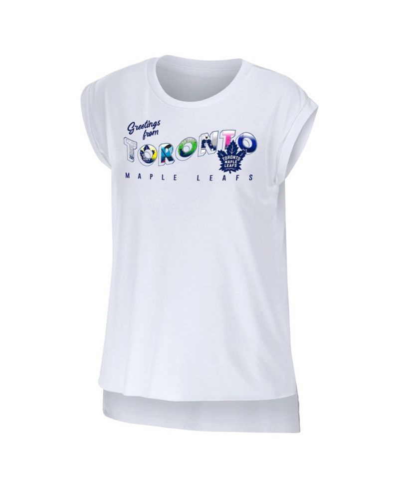 Women's White Toronto Maple Leaf Greetings From Muscle T-Shirt