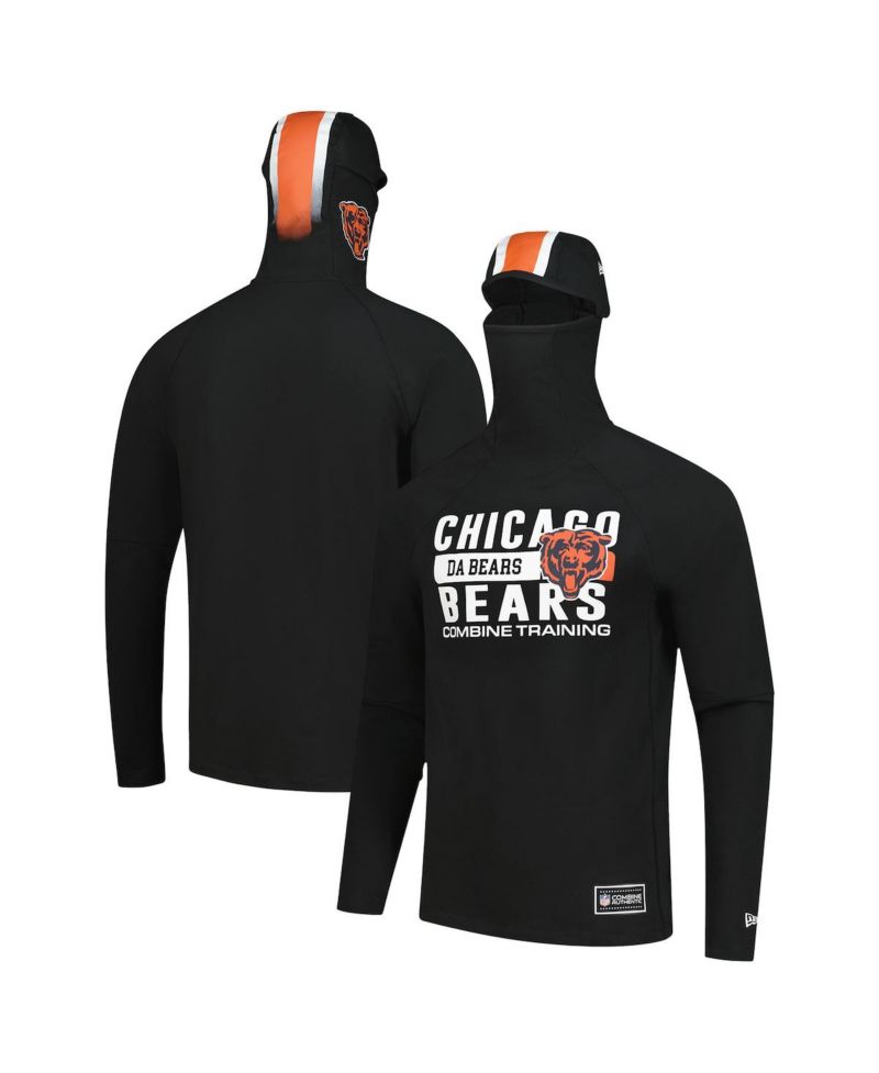 Men's Black Chicago Bears Functional Fandom Balaclava Helmet Stripe Tri-Blend Hoodie