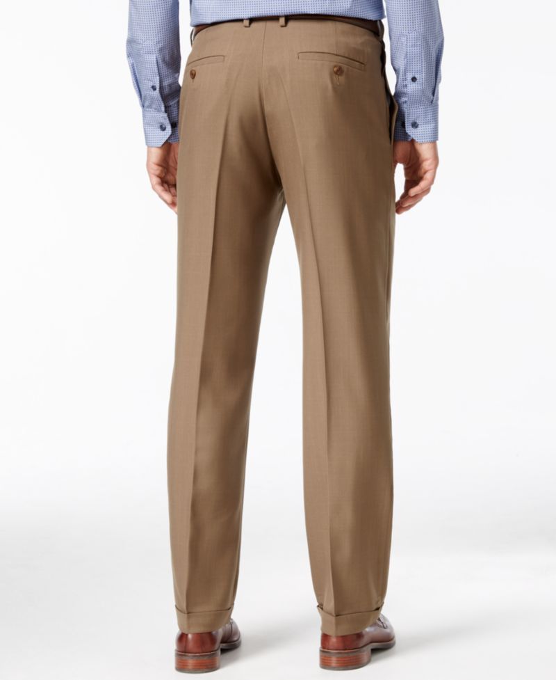 Men's ECLO Stria Classic Fit Pleated Hidden Expandable Waistband Dress Pants