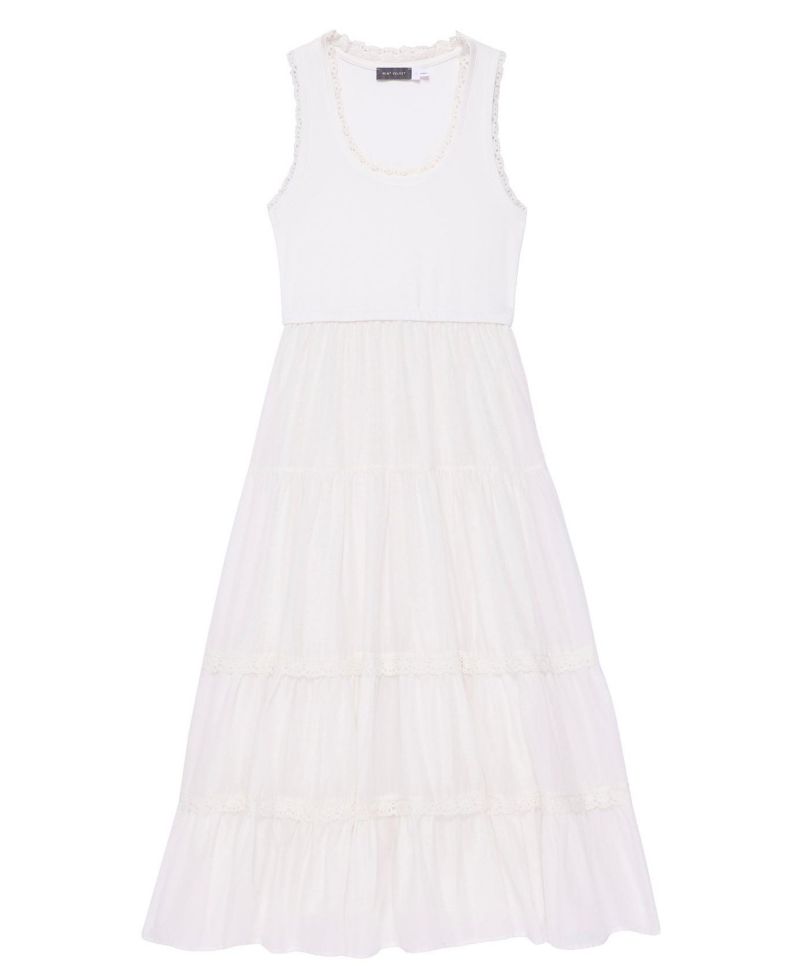 Women's Crochet Trim Tiered Sleeveless Dress