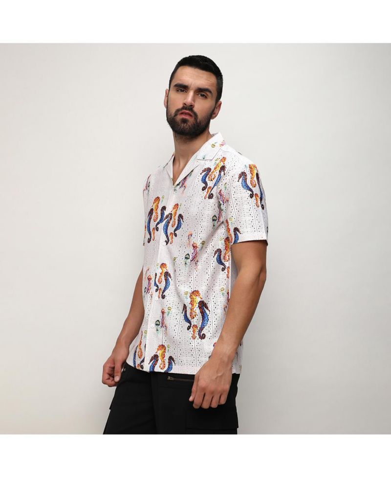 Men's Multicolour Mesh Seahorse Shirt