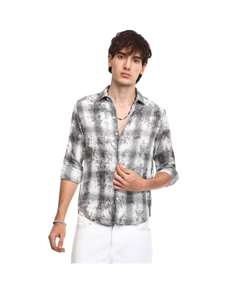 Men's Moon Grey Splash Check Shirt