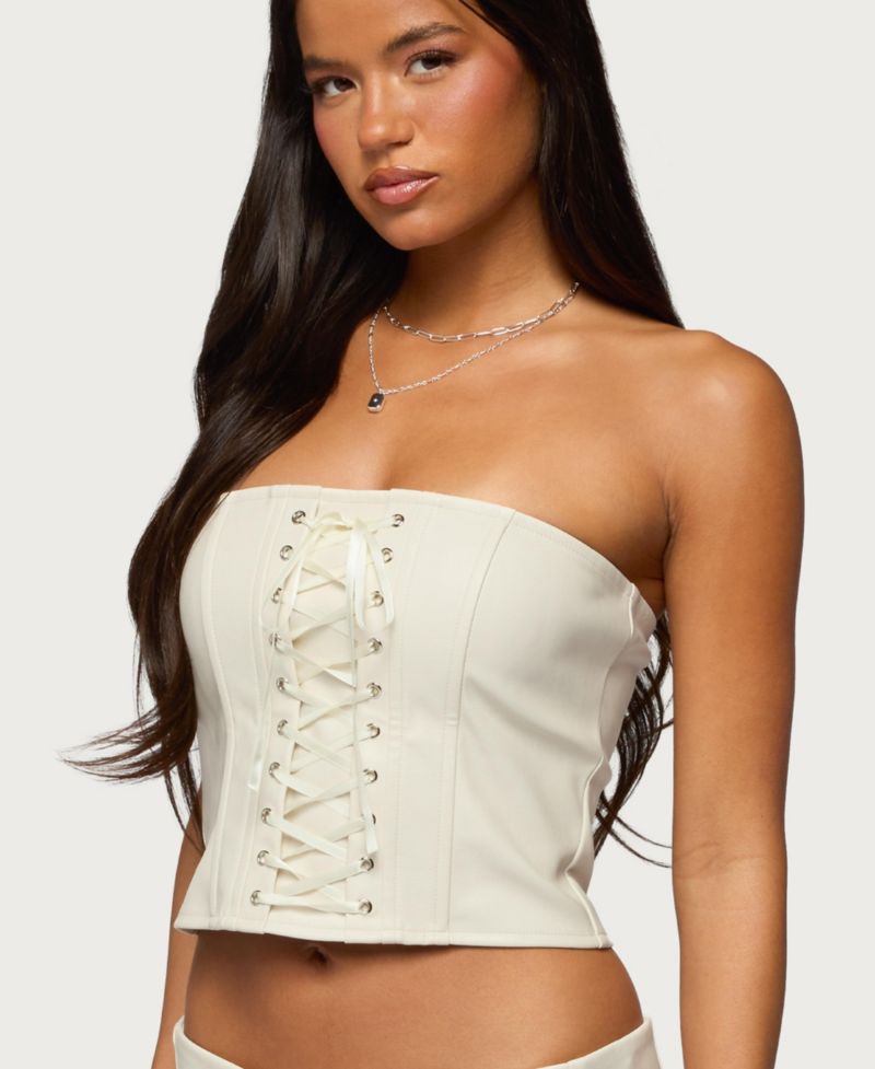 Women's Wilde Lace Up Faux Leather Corset
