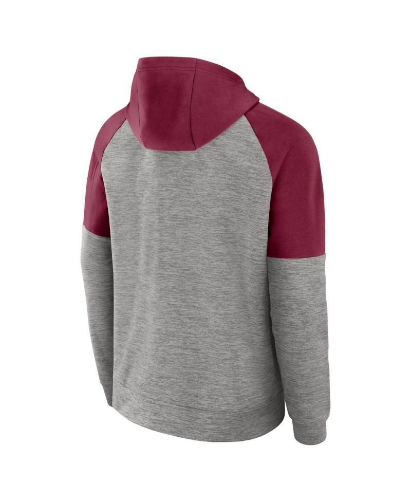 Men's Heather Gray Florida State Seminoles Fitness Raglan Performance Full-Zip Hoodie