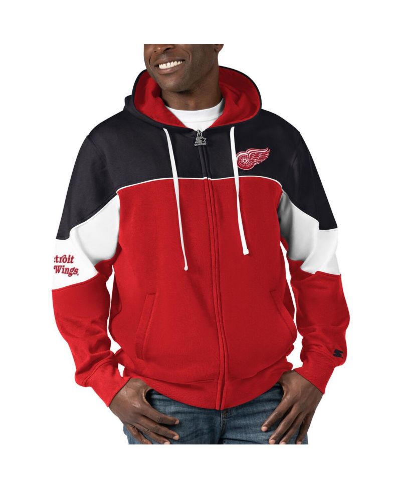 Men's Red, Black Detroit Red Wings Power Forward Full-Zip Hoodie