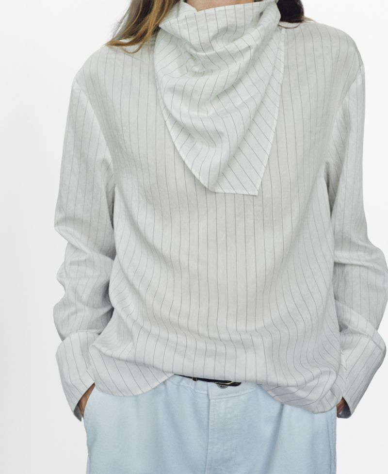 Women's Handkerchief Detail Striped Blouse